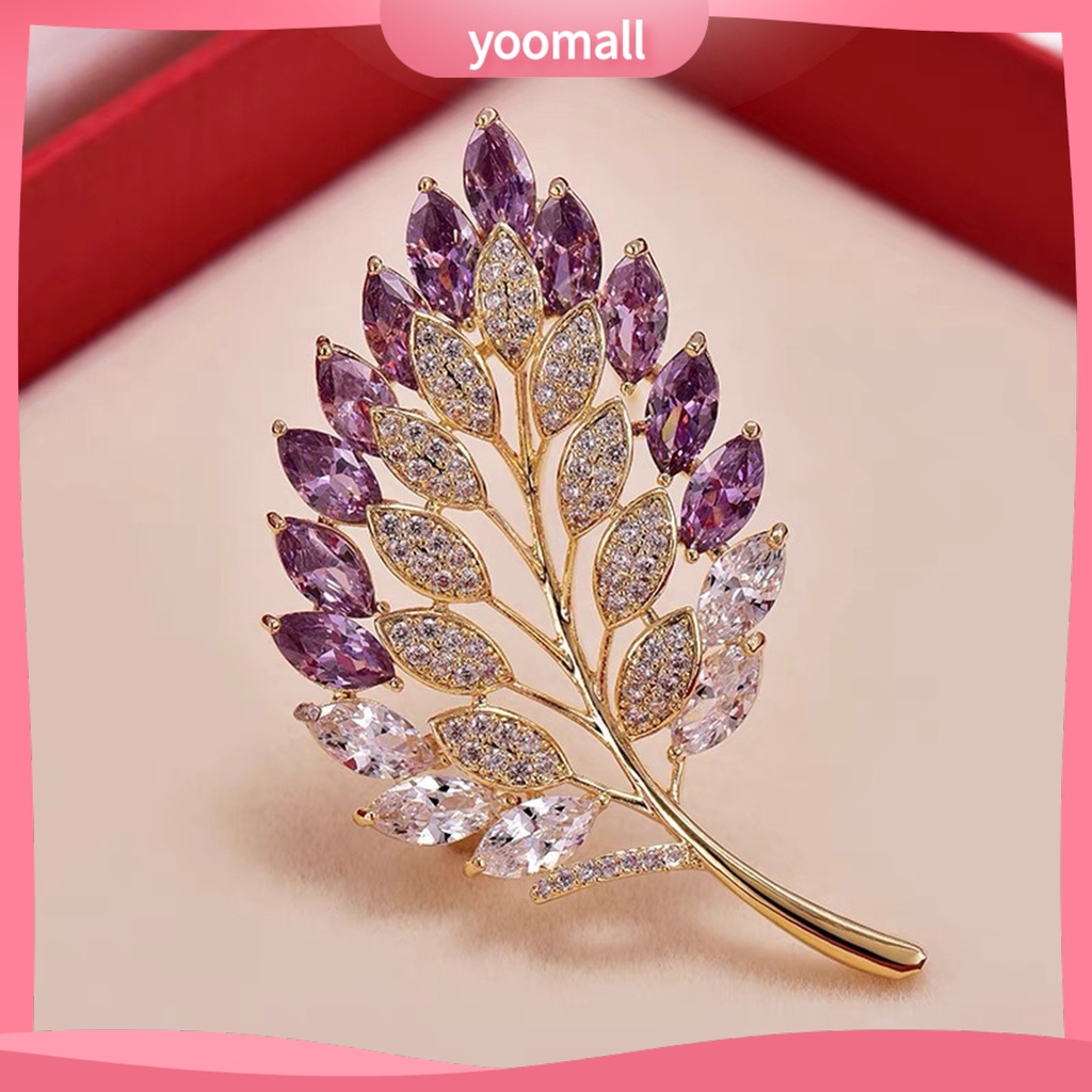 Ghim Cài Áo Hình Chiếc Lá Đính Đá Thời Trang