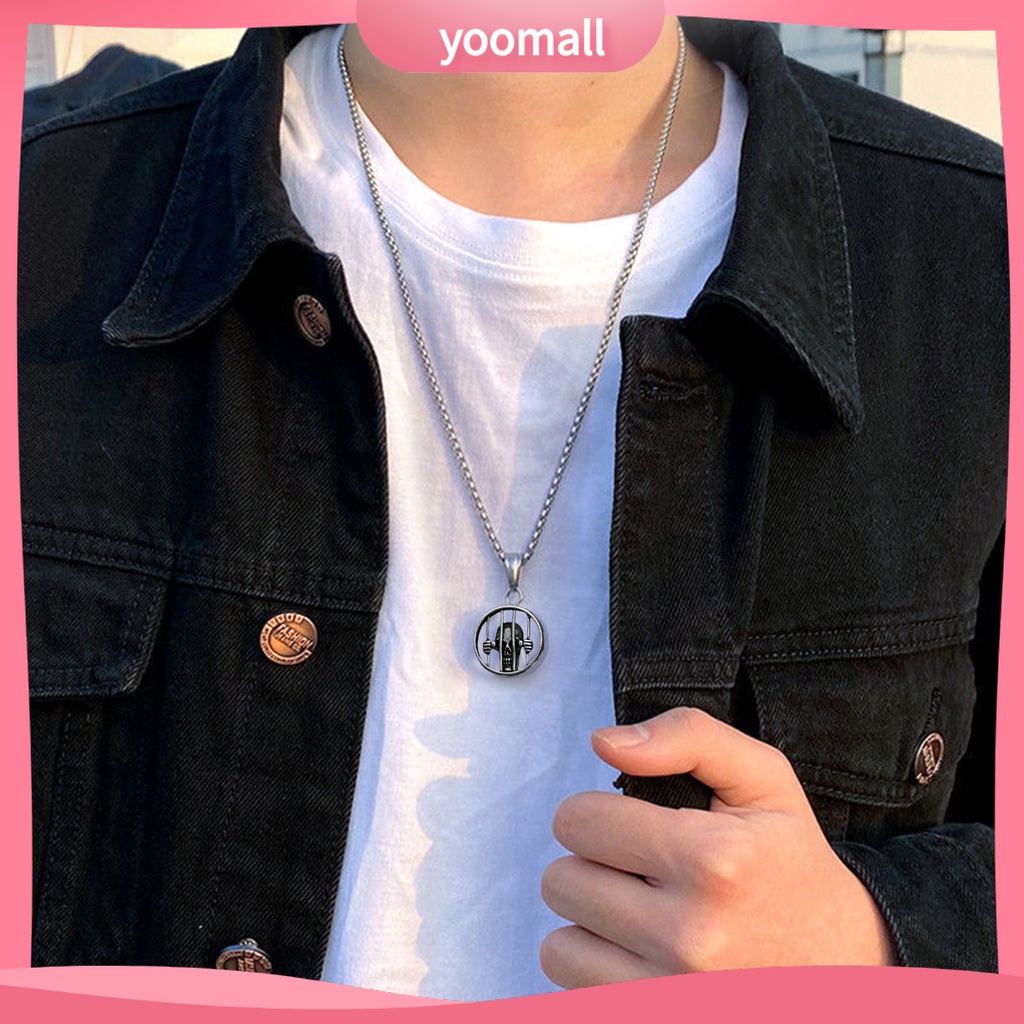 Vòng cổ Bằng Thép Không Gỉ Mặt Đầu Lâu Màu Sắc Trơn Phong Cách Hip Hop Cho Nam