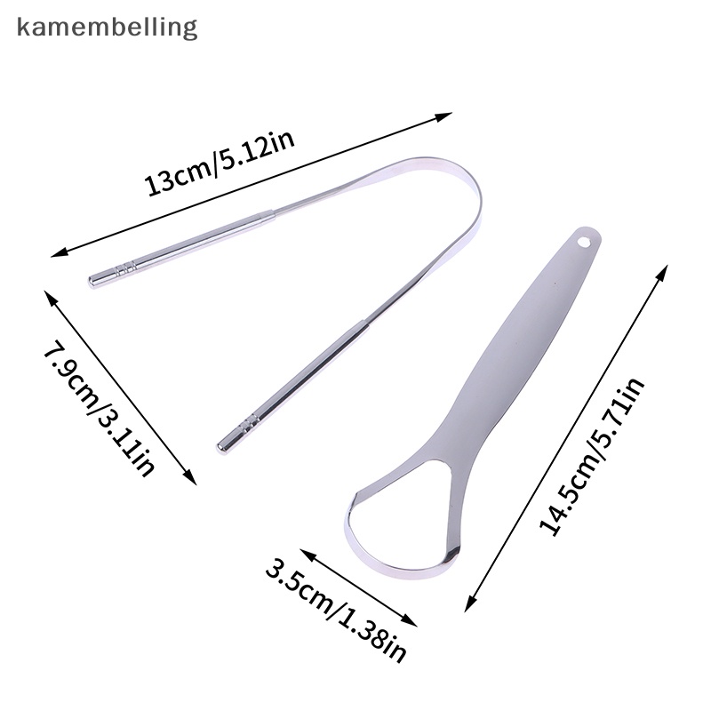 Kamembelling Set 2 Dụng Cụ Nạo Lưỡi Bằng Thép Không Gỉ Loại Bỏ Hơi Thở Chăm Sóc Răng Miệng