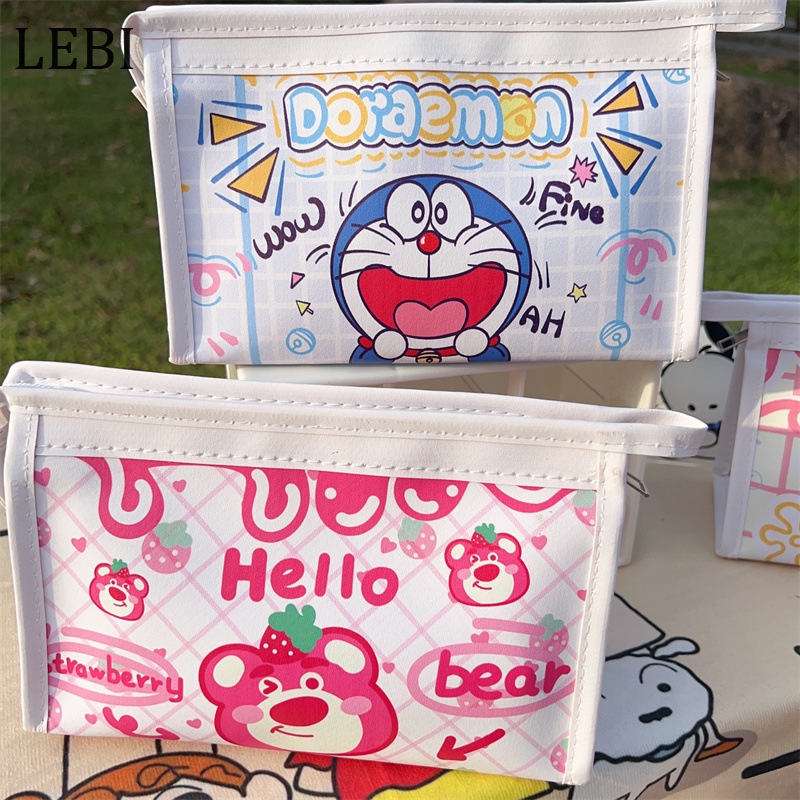 Lebi Túi Đựng Bút Sức Chứa Lớn Hình Doraemon Dâu Tây Gấu SpongeBob SquarePants Chống Thấm Nước Chống Bẩn