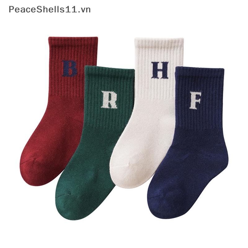 Vớ Ngủ Cotton Màu Trơn In Chữ Màu Trắng Dễ Thương Cho Bé