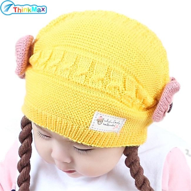 Mũ Len Gắn Nơ Cho Bé Từ 3-18 Tháng Tuổi