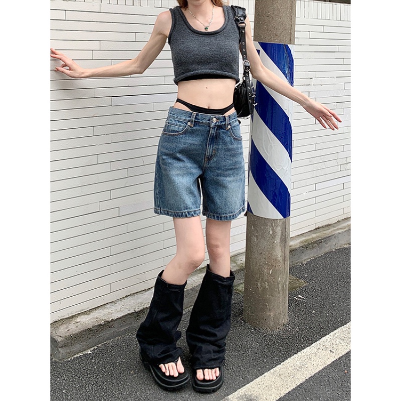 Quần Short Denim Ống Suông Thời Trang Đi Biển