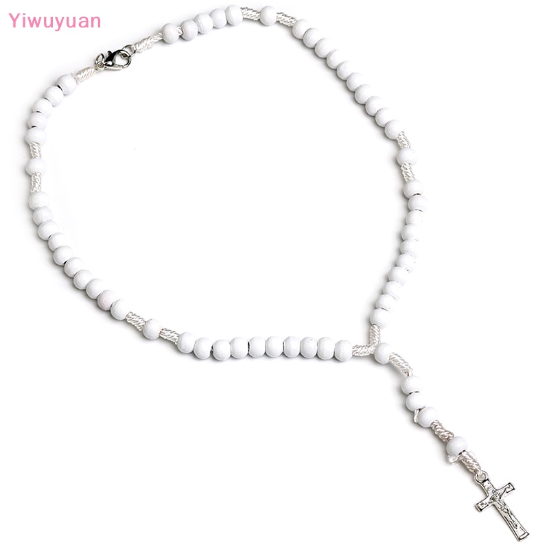 < Yiwuyuan > Vòng Cổ Mặt Thánh Giá Bằng Rosary Thiên Nhiên Mới