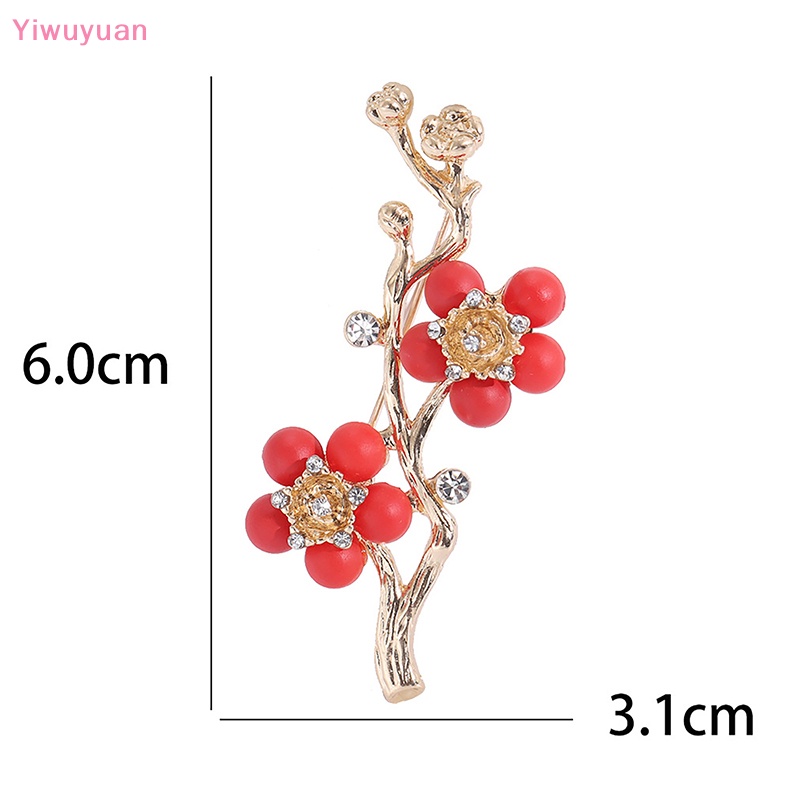 Ghim Cài Áo Hình Hoa Mận Đỏ / Xanh Dương Thời Trang Dự Tiệc Mới Cho Nữ