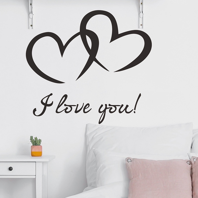 Giấy Dán Tường Tự Dính In Chữ I love you Trang Trí Phòng Khách / Phòng Ngủ