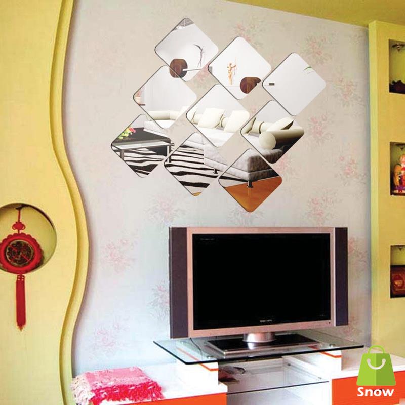 Miếng Dán Acrylic Tráng Gương Hình Vuông Trang Trí Nhà Cửa/Phòng Khách
