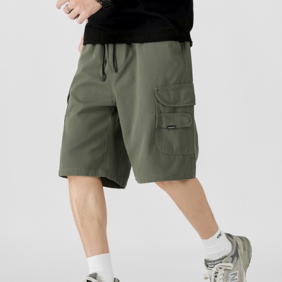 Quần Short Dây Rút Dáng Rộng Phối Nhiều Túi Phong Cách Retro Nhật Bản Cho Nam Giới