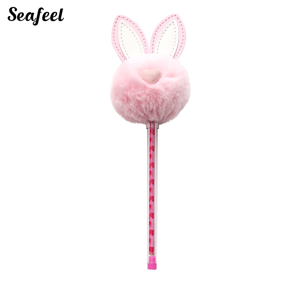 Bút Mực Gel Ngòi 0.5mm Gắn Tai Thỏ Bông Đáng Yêu