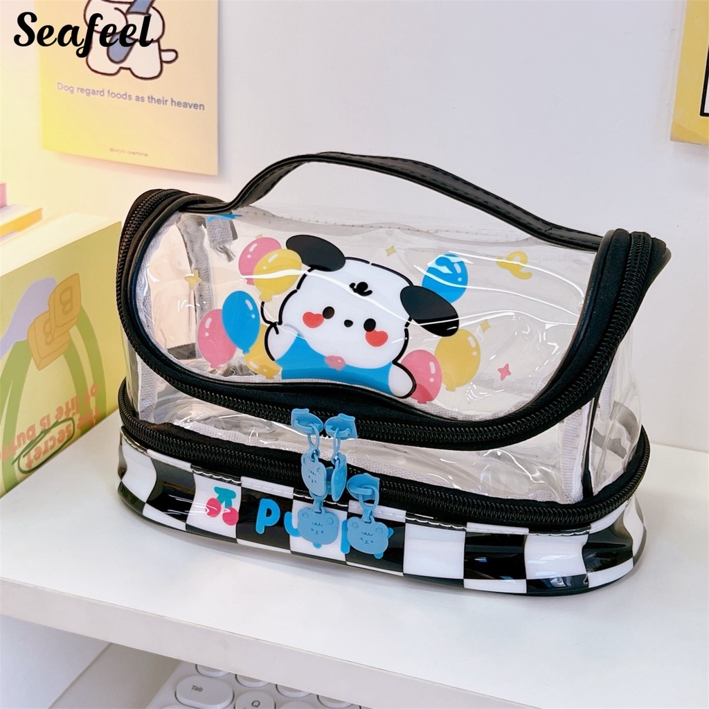 Túi Đựng Bút Bằng PVC Trong Suốt Chống Bụi Sức Chứa Lớn Cho Học Sinh