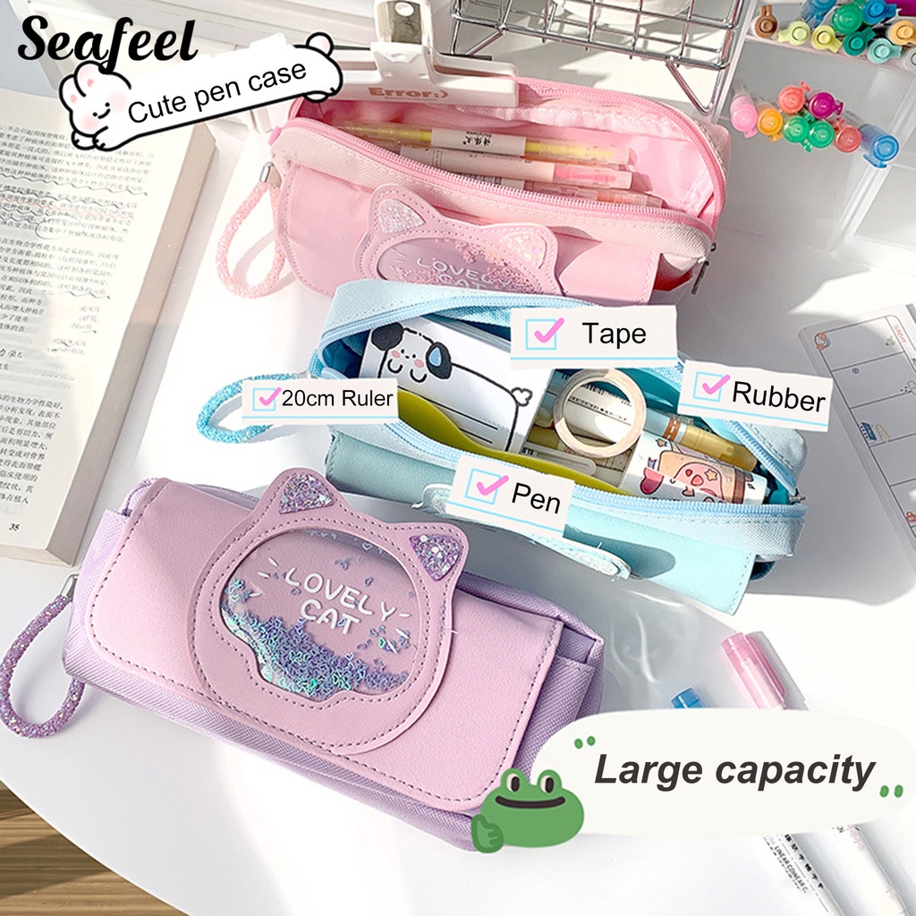 Túi Đựng Bút Bằng Vải Canvas Họa Tiết Hoạt Hình Đáng Yêu Đa Năng