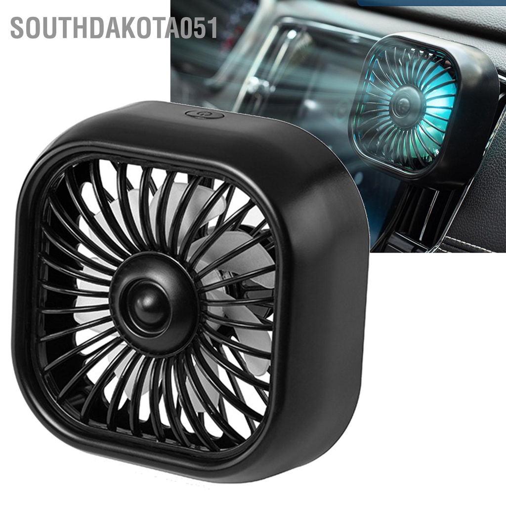 Southdakota051 Quạt thông gió ô tô Đèn nhiều màu sắc 3 Tốc độ Tiếng ồn thấp làm mát USB cho xe cộ
