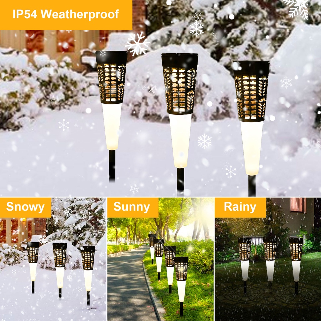 Bộ 4 Đèn LED RGB / Trắng Ấm Chống Thấm Nước Sử Dụng Năng Lượng Mặt Trời Dùng Trang Trí Lối Đi Sân Vườn