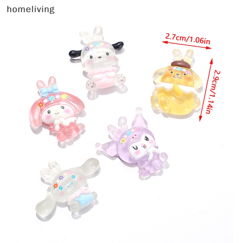 Bộ 5 Miếng Dán Trang Trí Điện Thoại Hình Bông Hoa Mini Bằng Resin Dạ Quang DIY