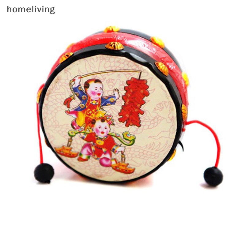 Trống Lục Lạc Đồ Chơi Bằng Nhựa Màu Đỏ Đen Phong Cách Trung Hoa Truyền Thống Dành Cho Trẻ