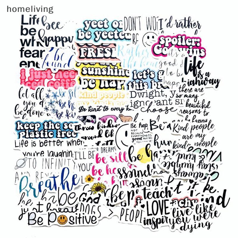 Bộ 50 Miếng Dán Trang Trí Laptop Ván Trượt In Chữ Tiếng Anh Truyền Cảm Hứng