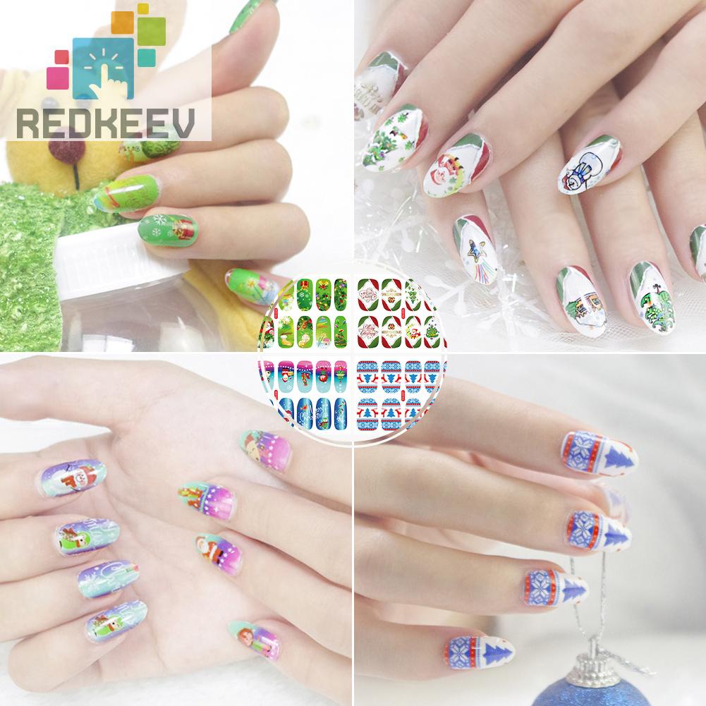 Set 4 Tấm Decal Nước Tự Dính Họa Tiết Giáng Sinh Trang Trí Móng Nghệ Thuật DIY Cho Nữ