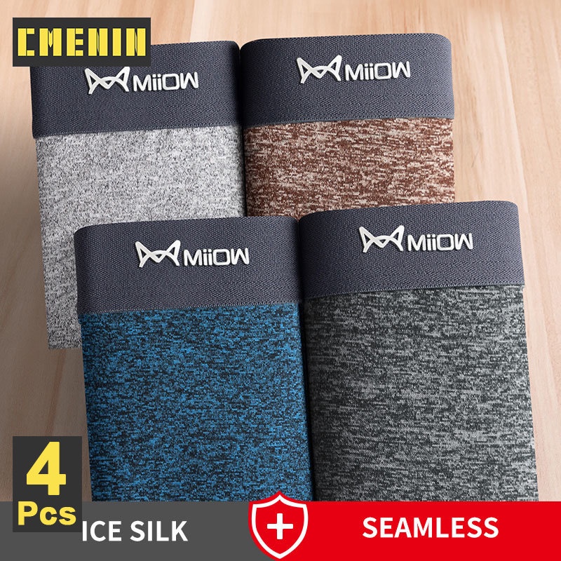 Bộ 4 quần lót boxer CMENIN MiiOW M1040 chất liệu nylon mềm mại kháng khuẩn kiểu dáng gợi cảm cho nam