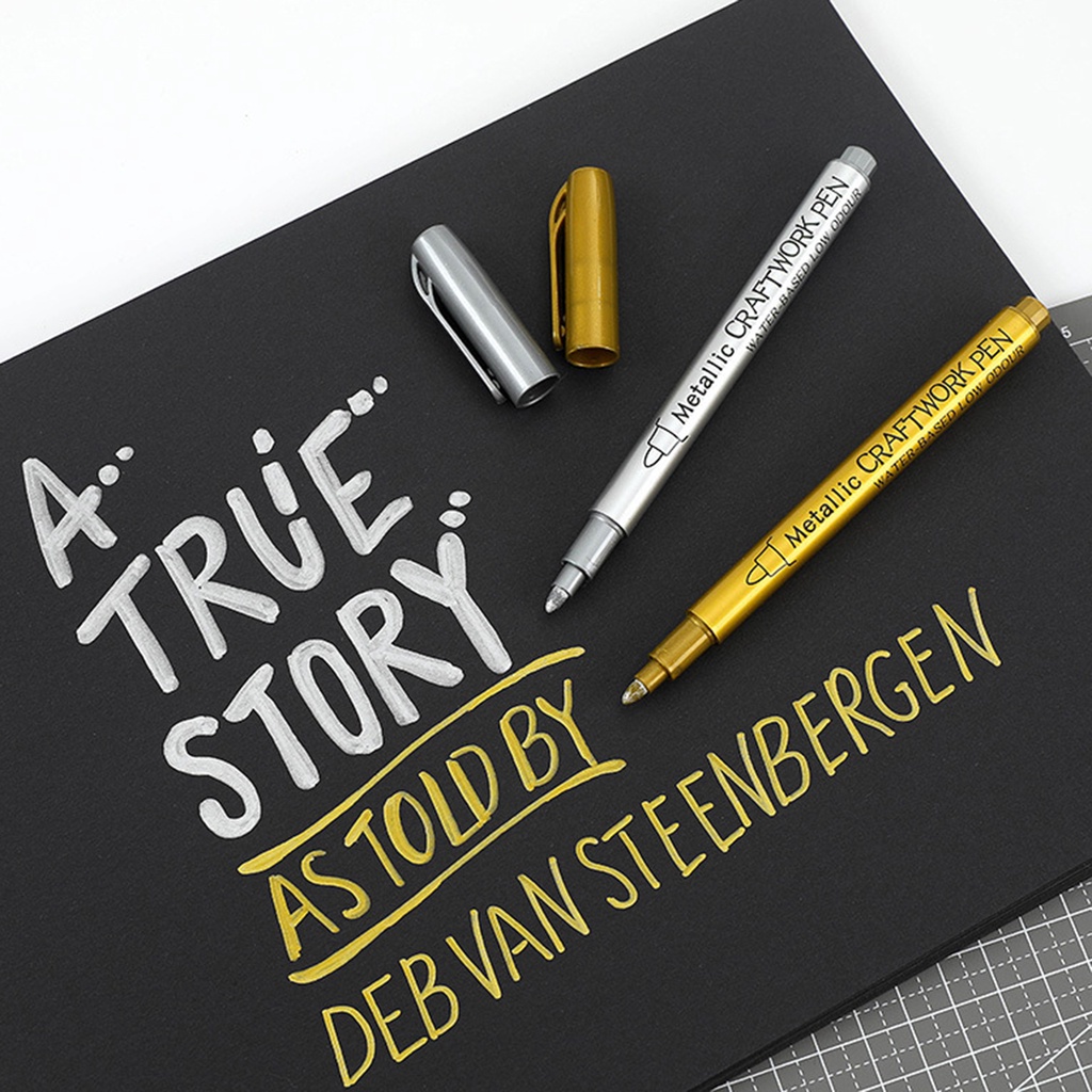 Bộ 2 Cây Bút Lông Viết Trơn Tru Bằng Nhựa Chống Nước Dùng Trang Trí Sổ Tay DIY