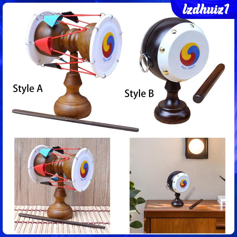 Trống Gỗ Hai Mặt Kèm Dùi Trống Phong Cách Hàn Quốc Trang Trí Nhà Cửa