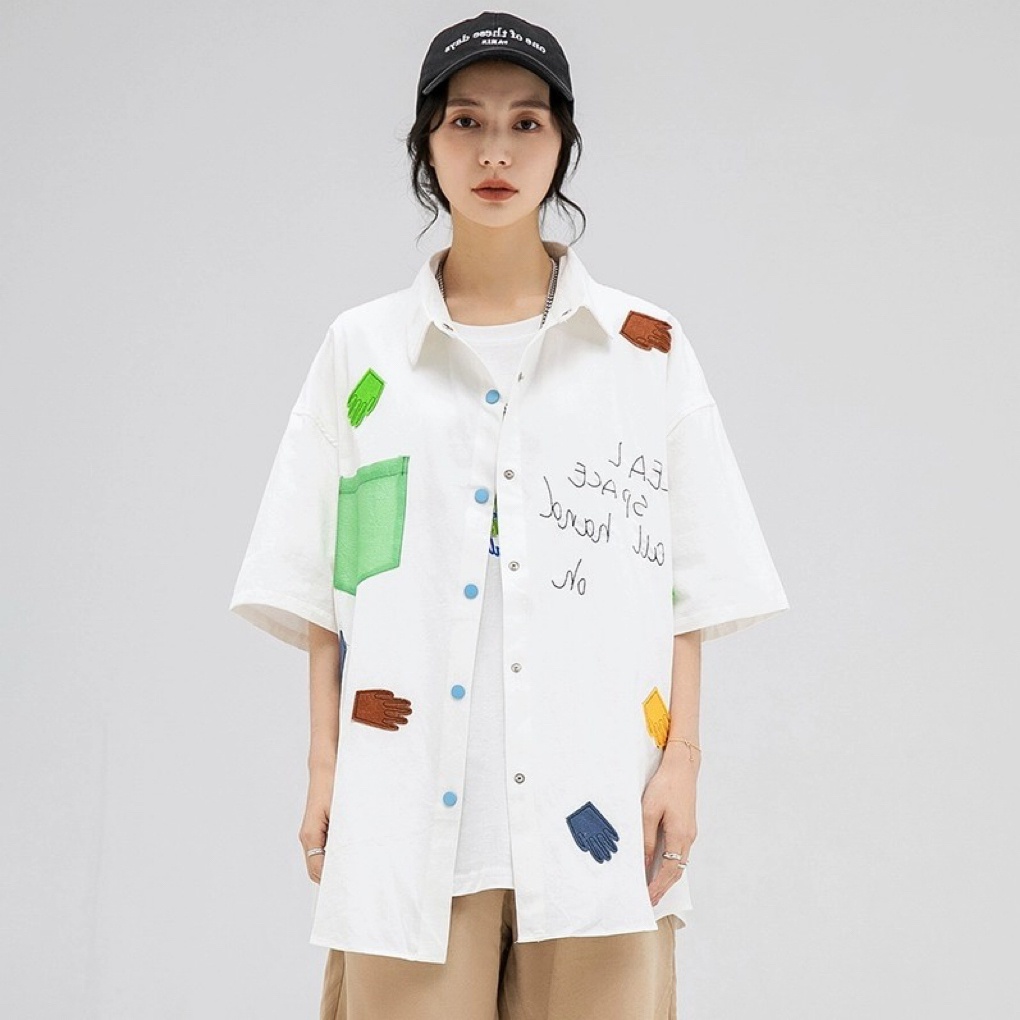 Áo Sơ Mi Ngắn Tay Dáng Rộng Thời Trang Mùa Hè Hàn Quốc Dành Cho Nam