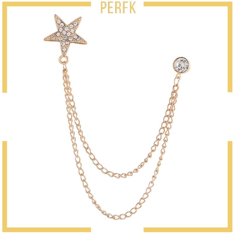 Trâm Cài Áo Ngôi Sao Năm Cánh Phối Dây Xích Tua Rua Thời Trang Cho Nam