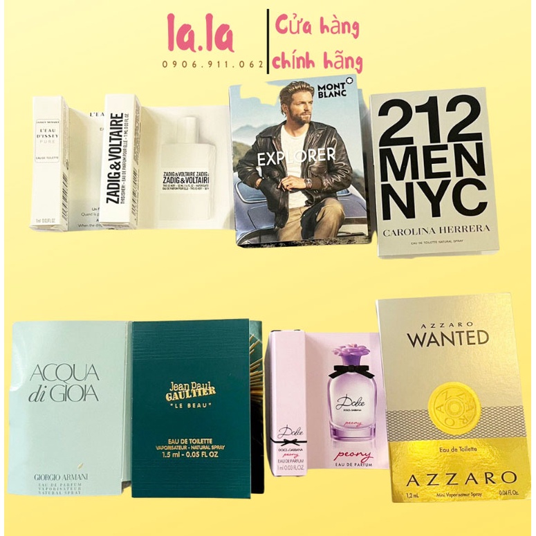 Mẫu thử Nước Hoa các mùi