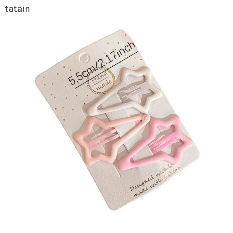 Set 3 Kẹp Tóc Hình Ngôi Sao / Hình Học Màu Hồng Ngọt Ngào Cho Nữ