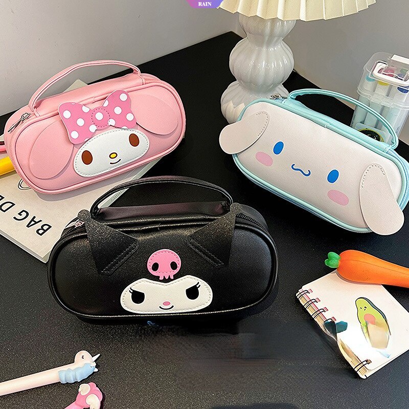 Hộp Đựng Bút Bằng Da PU Sức Chứa Lớn Họa Tiết Cinnamoroll Hoạt Hình Sanrio Kuromi My Melody Cho Học Sinh