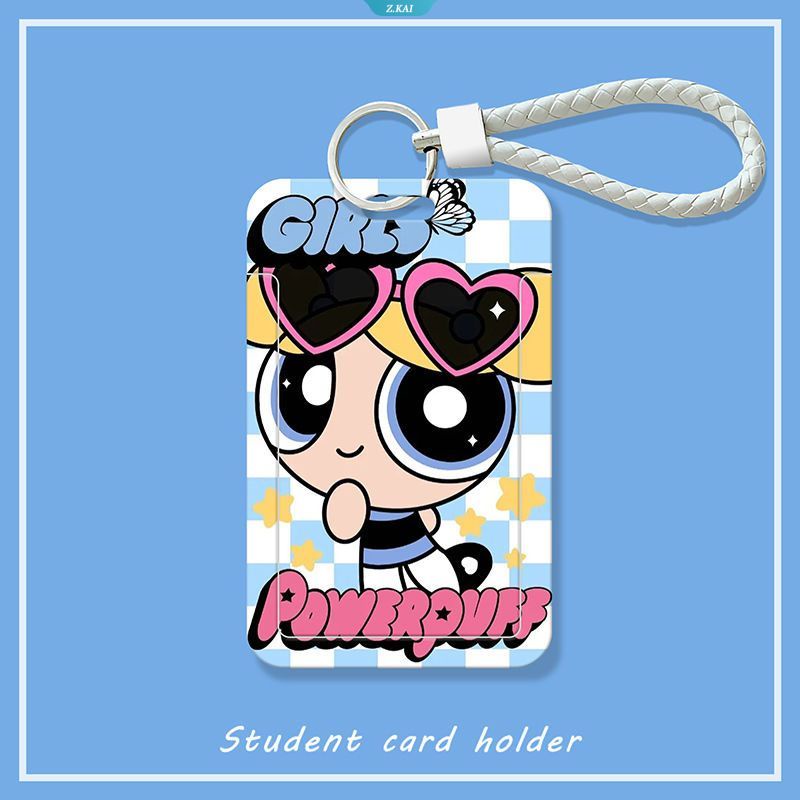 Móc Khóa Đựng Thẻ ID / Thẻ Tín Dụng Họa Tiết Hoạt Hình Powerpuff Girls Có Dây Đeo Dễ Thương
