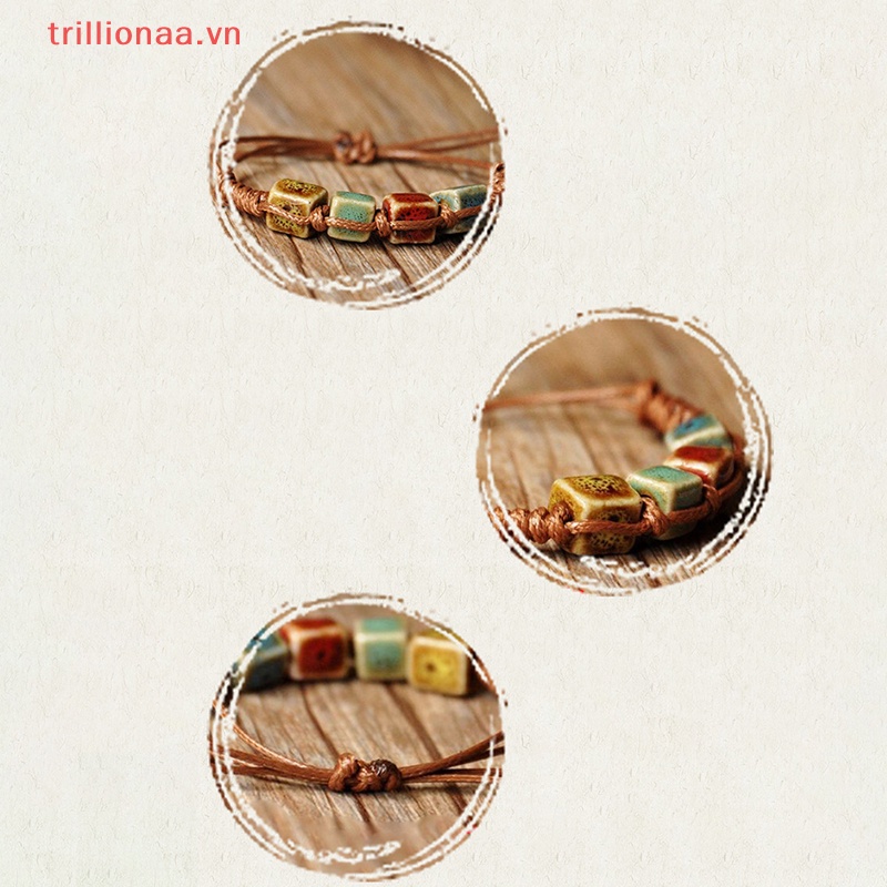 Vòng Tay Hạt Gốm Handmade Phong Cách Dân Tộc Thời Trang Cho Nam Và Nữ