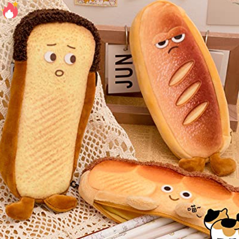 Hộp Bút Hình Bánh Mì Nướng Bằng Lông Nhung Dễ Thương Xinh Xắn