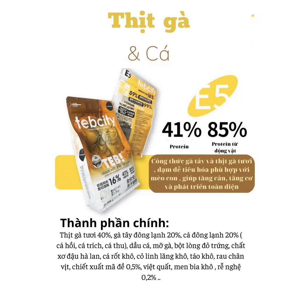 Hạt TEB City cao cấp, grain free dành cho mèo mọi lứa tuổi