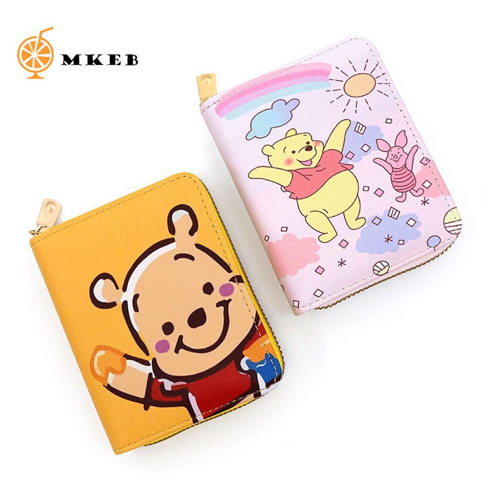Ví Đựng Tiền Xu Có Khóa Kéo In Hình Gấu Pooh Dễ Thương Cho Nữ Ốp