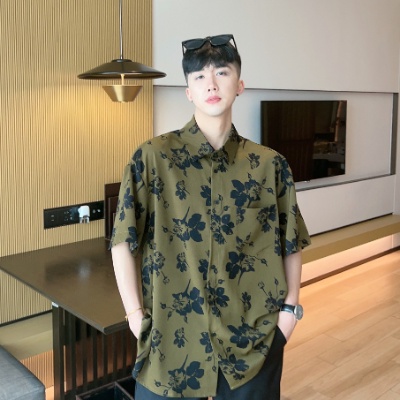 Áo Sơ Mi Tay Ngắn Dáng Rộng In Họa Tiết Hoa Phong Cách Hong Kong Cổ Điển Thời Trang Mùa Hè Cho Nam