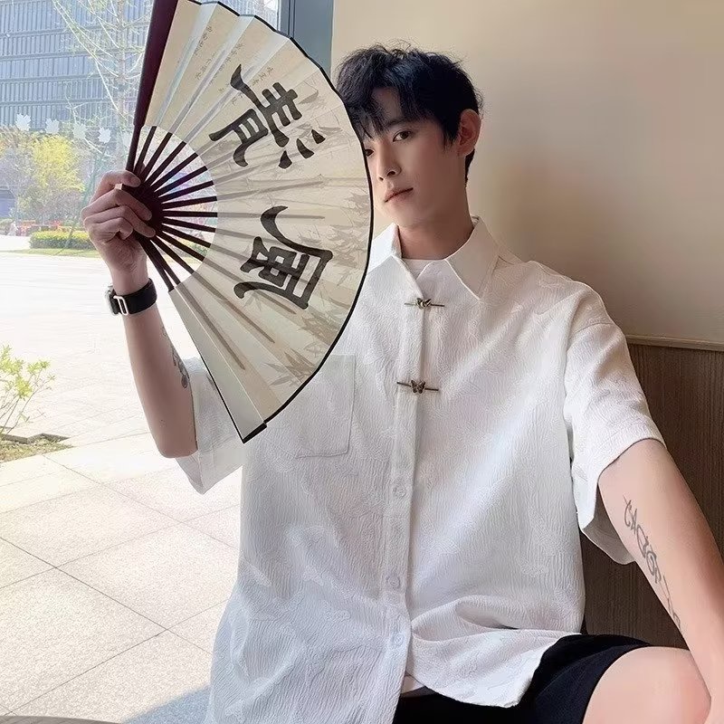 Áo Sơ Mi Tay Ngắn Phong Cách Trung Hoa Thời Trang Mùa Hè Mới Cho Nam