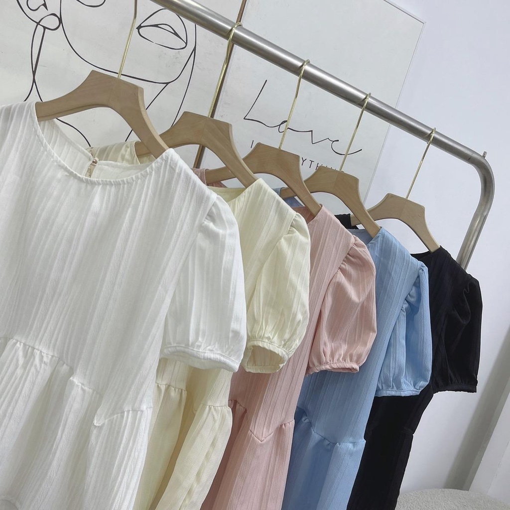 Áo babydoll dáng bồng đũi gân Vivienne house