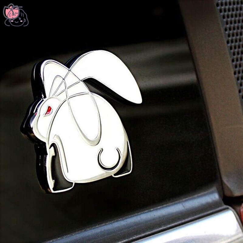 Logo Dán Xe Hơi Hình Thỏ 3D Bằng Kim Loại Dễ Thương DIY