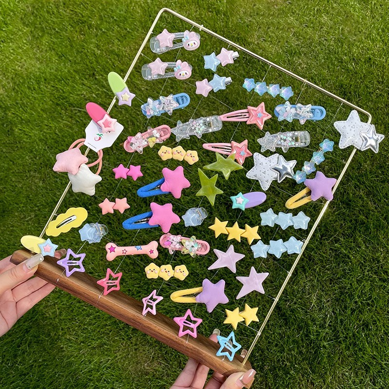 Kẹp Tóc Hình Ngôi Sao / Trái Tim Màu Xanh Dương Dễ Thương Xinh Xắn