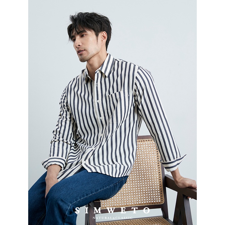 Áo Sơ Mi Họa Tiết Kẻ Sọc Thiết Kế Đơn Giản Thoải Mái Thời Trang Mùa Hè Cho Nam
