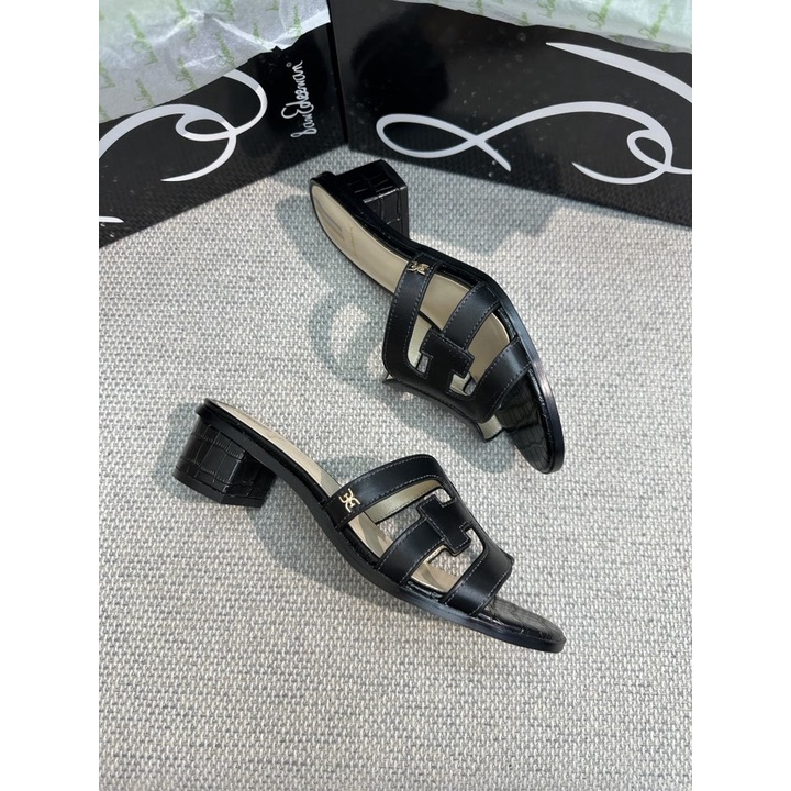 Sam Edelman Dép Cao Gót Bằng Da Bò Đế Dày Đục Lỗ Màu Kẹo Đơn Giản Mùa Hè Mới Cho Nữ