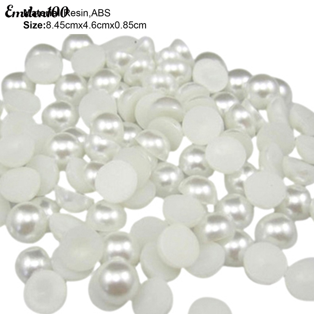 Set 200 Hạt Ngọc Trai Giả 6mm Trang Trí Móng Tay Lưng Phẳng