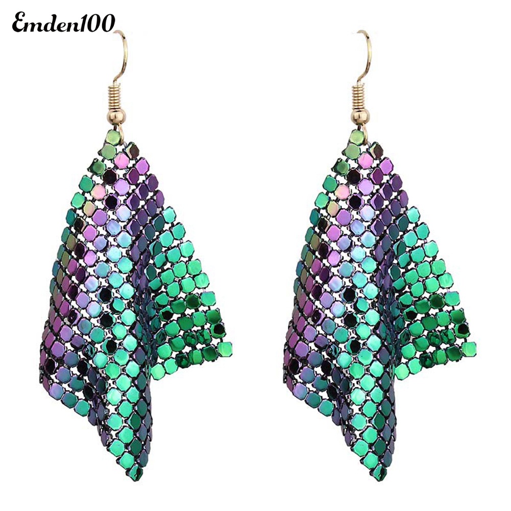 Đôi Khuyên Tai Dài Đính Kim Sa Thời Trang Cho Nữ