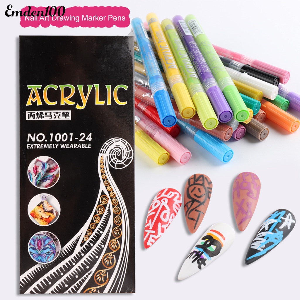 Bộ 12 Bút Vẽ Móng Tay Chống Nước 12 Màu