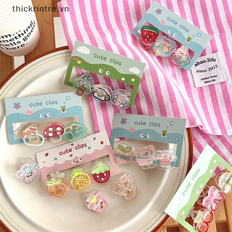 Set 3 Kẹp Tóc Mini Bằng Acrylic Phong Cách Hàn Quốc Dễ Thương Dành Cho Nữ
