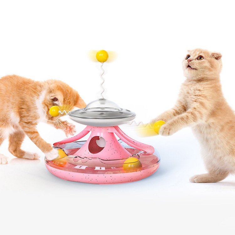 Đồ Chơi UFO &amp; Bóng Xoay Vòng Cho Mèo Chất Liệu Cao Cấp MiluPaPa