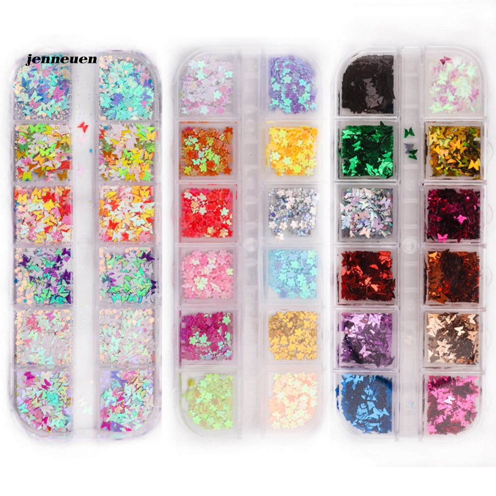 Hộp Phụ Kiện Trang Trí Móng Nghệ Thuật Hình Bướm / Ngôi Sao / Trái Tim / Tròn