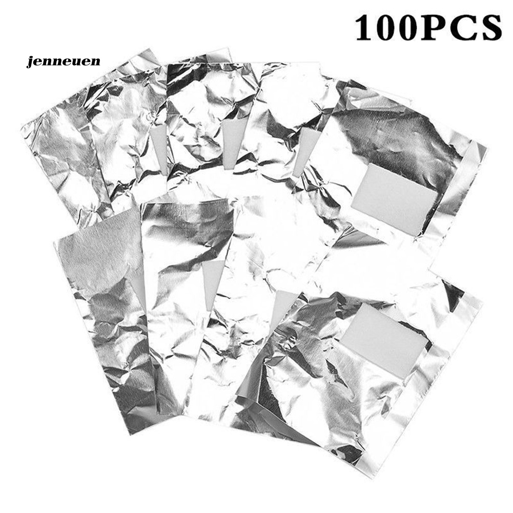 Bộ 100 Giấy Bạc Nhôm Ủ Tẩy Sơn Móng Tay Nghệ Thuật