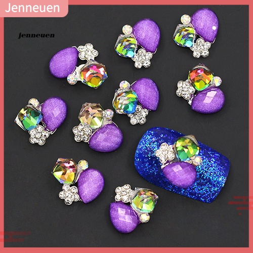 Bộ 10 Hạt Đá 3D Bằng Hợp Kim Dùng Trang Trí Móng Tay Nghệ Thuật DIY