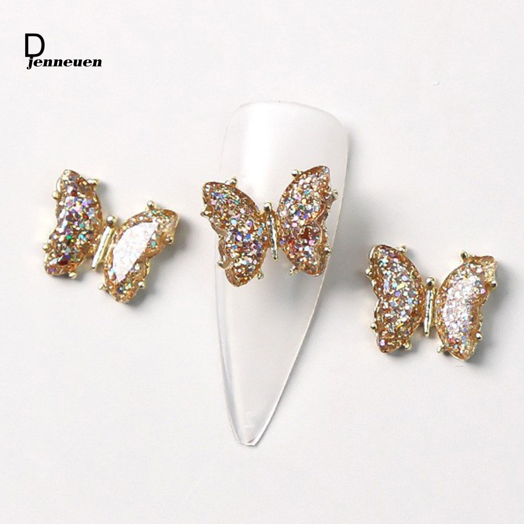 Bộ 10 Móng Tay Giả Bằng Hợp Kim Hình Bướm Dùng Trang Trí Nghệ Thuật